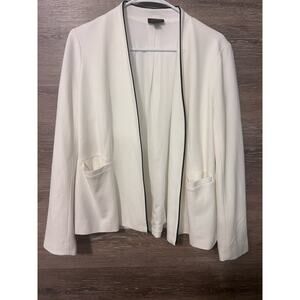 J Jill Wearever Collection sz XS suit open cardigan White career long sleeves